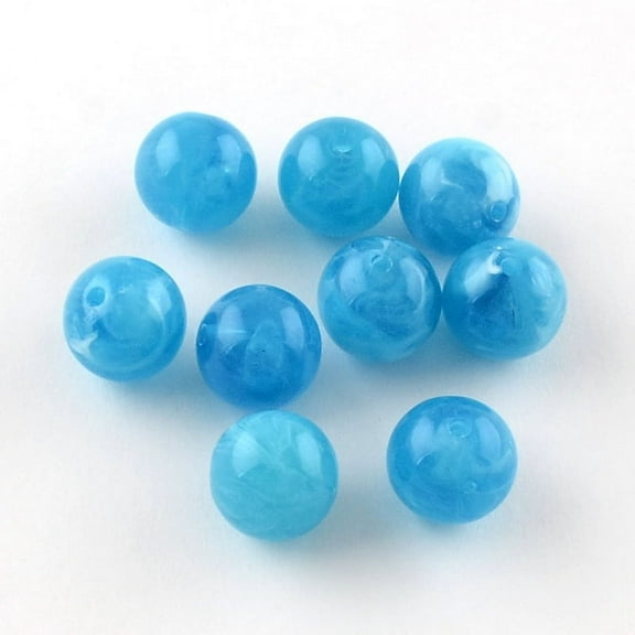 Round Imitation Gemstone Acrylic Beads Deep Sky Blue 8mm Hole: 2mm