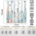 thumbnail image 4 of Nautical Coastal Shower Curtain Teal Ocean Coral Starfish Seashell Decorative Bathroom Curtain 72x72Inch Washable Polyester Fabric Underwater Marine Life Beach Shower Curtains Set with 12 Hooks, 4 of 6