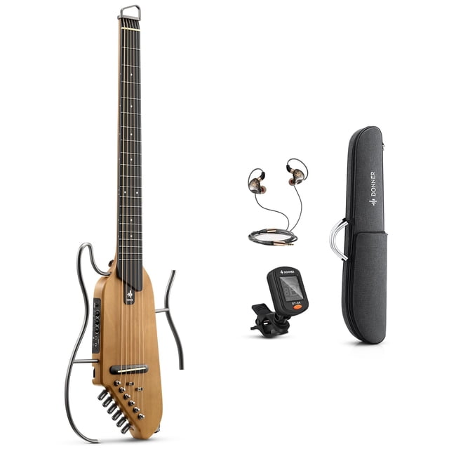 Guitarra eléctrica acústica sin cabeza Donner HUSH I con funda