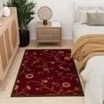 thumbnail image 5 of Ottomanson 2'7" x 5' Area Rug – Non-Slip Low Pile Stain Resistant Rug for Bedroom & Entryway, Floral Red, 5 of 7