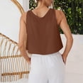 thumbnail image 4 of Ulitacool Summer Tank Tops For Womens Linen Sleeveless Tank Top Summer Breathableloose Fit V Neck Blouse Tunic Shirt Trend Daily Wear L Coffee, 4 of 7