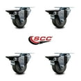 thumbnail image 2 of 3 Inch Gray Poly Wheel Swivel Top Plate Caster Set Posi Brake Service Caster, 2 of 2