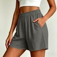 thumbnail image 4 of Sport Shorts Women Striped New Summer Loose Shorts for Women Fashion Ruffle Elastic Waist Casual Shorts with Pocket Wide Leg Daily Versatile Shorts Gray XXL, 4 of 7