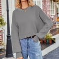 thumbnail image 5 of Sevevn Women's 2025 Crewneck Cropped Sweater Fall Batwing Sleeve Oversized Side Slit Ribbed Knit Pullover Jumper Tops, 5 of 9