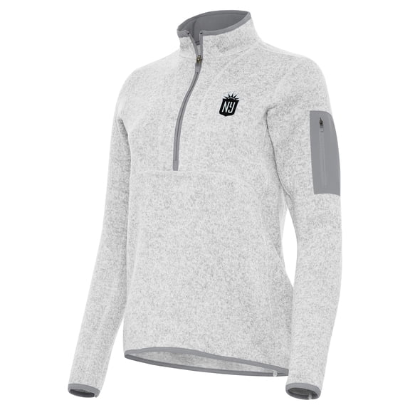 Women's Antigua Heather Gray NJ/NY Gotham FC Fortune Quarter-Zip Jacket