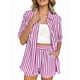 thumbnail image 1 of Conjunto de Dos Piezas para Mujer 2026: Camisa A Rayas y Pantalones Cortos. Rosa Roja L, 1 of 7