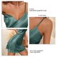 thumbnail image 5 of Bienvenido Camisón de lencería de satén con tirantes finos, cuello en V, línea A, vestido de dormir de seda de hielo para mujer, verde S, 5 of 6