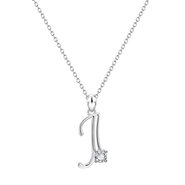 26 Initial Alphabet Shape Rhinestone Collar para Mujeres Collares para Mujeres A Z 26 Alphabet Initial Silver Collares para Mujeres Niñas