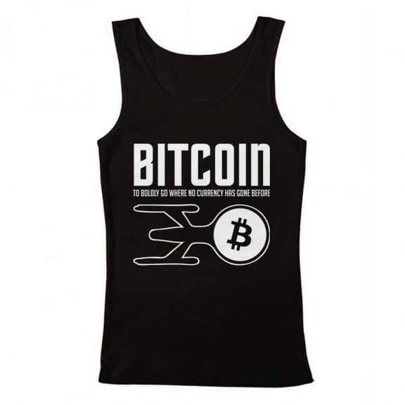 GEEK TEEZ Bitcoin Boldly Go Original Artwork Inspired by Startrek Men's Tank Top Black X-Large