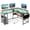Rustic Brown, variant on L Shape Desk with LED Lights and Power Outlets, Computer Desk with Storage Bag & CPU Stand for Home Office Gaming,Black