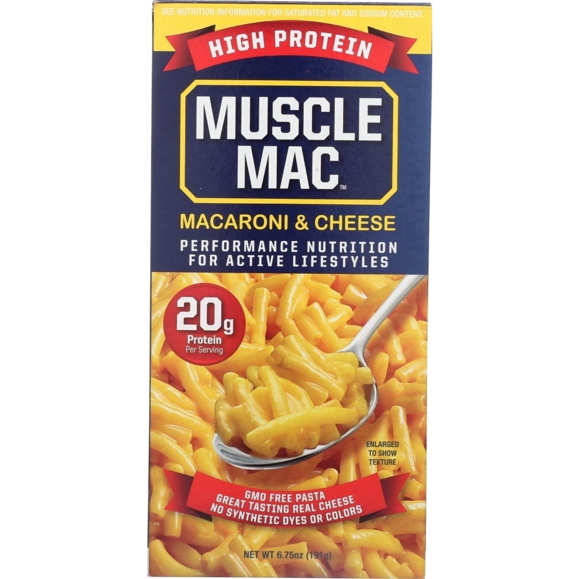 Muscle Mac High Protein Macaroni & Cheese Dinner with Real Cheese, 20g of protein, 6.75 oz