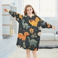 thumbnail image 5 of FORMRS Wearable Blanket Hoodie with Sleeves for Kids Cozy Flannel Sweatshirt, Cartoon Dinosaur, 5 of 7