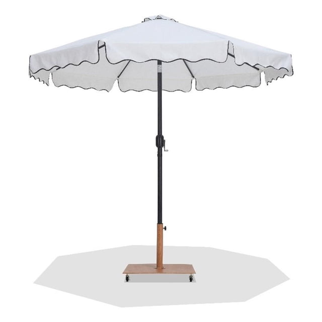 Meridian Furniture Amalfi White Polyester Patio Umbrella with Base Set