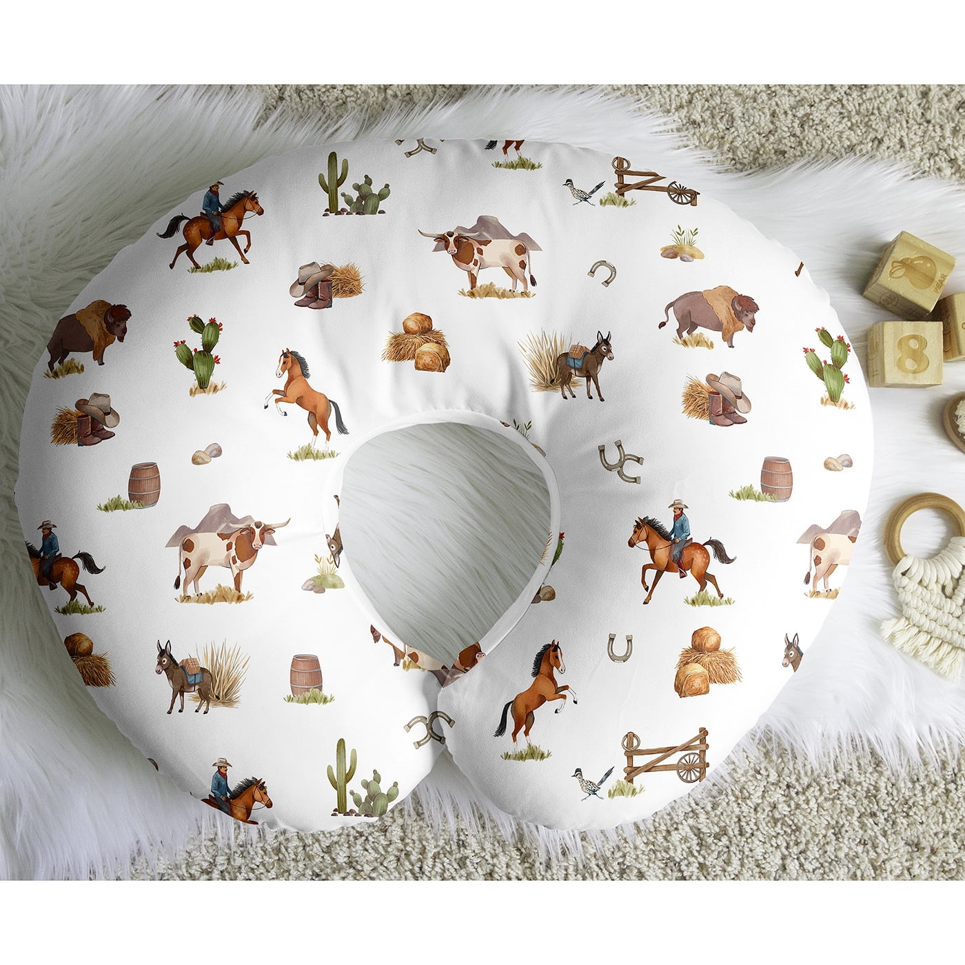 Sweet Jojo Designs Country Western Taupe Brown and Cream Nursing Pillow Cover Case (Pillow Not Included) (Pillow NOT Included)