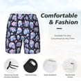 thumbnail image 3 of Yiaed Blue Skull Flower Print Mens Swim Trunks Bathing Suit Compression Liner Beach Swim Shorts Swimwear Quick Dry Zipper Pocket No-Chafing Board Short-Large, 3 of 6