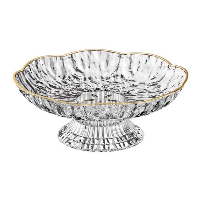 Cesta de frutas con orificio de drenaje, plato para ensaladas, postres, aperitivos, cuenco decorativo con pedestal. Claro