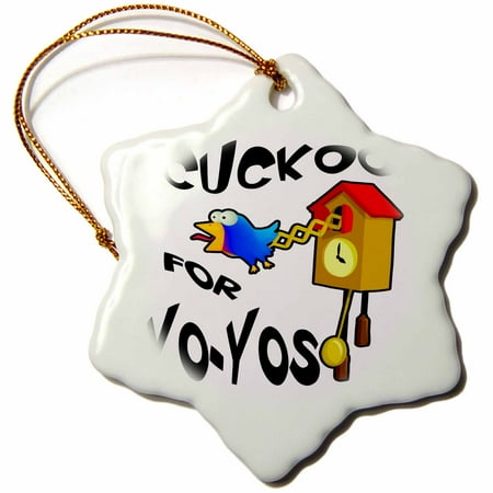 Yobs Christmas 3dRose Funny Cuckoo For Yo-yos Bird Design, Snowflake Ornament, Porcelain, 3-inch ()