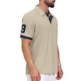 thumbnail image 4 of CAMISA POLO DE PATRÓN PIQUÉ PARA HOMBRES INSPIRADA EN EL DÍA DEL PADRE, CAMISA POLO DE GOLF DE COLOR CONTRASTANTE M Khaki, 4 of 6