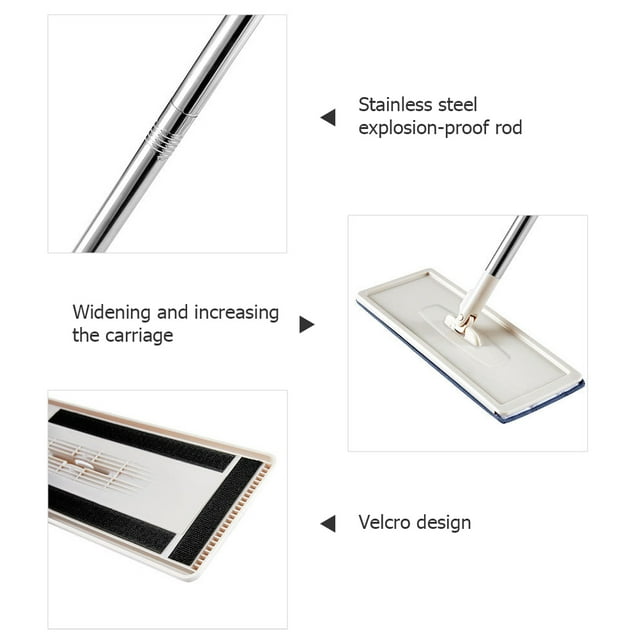 Microfibre Flat Mop With Telescopic Rod And Barrel Rotatable Mop For Home