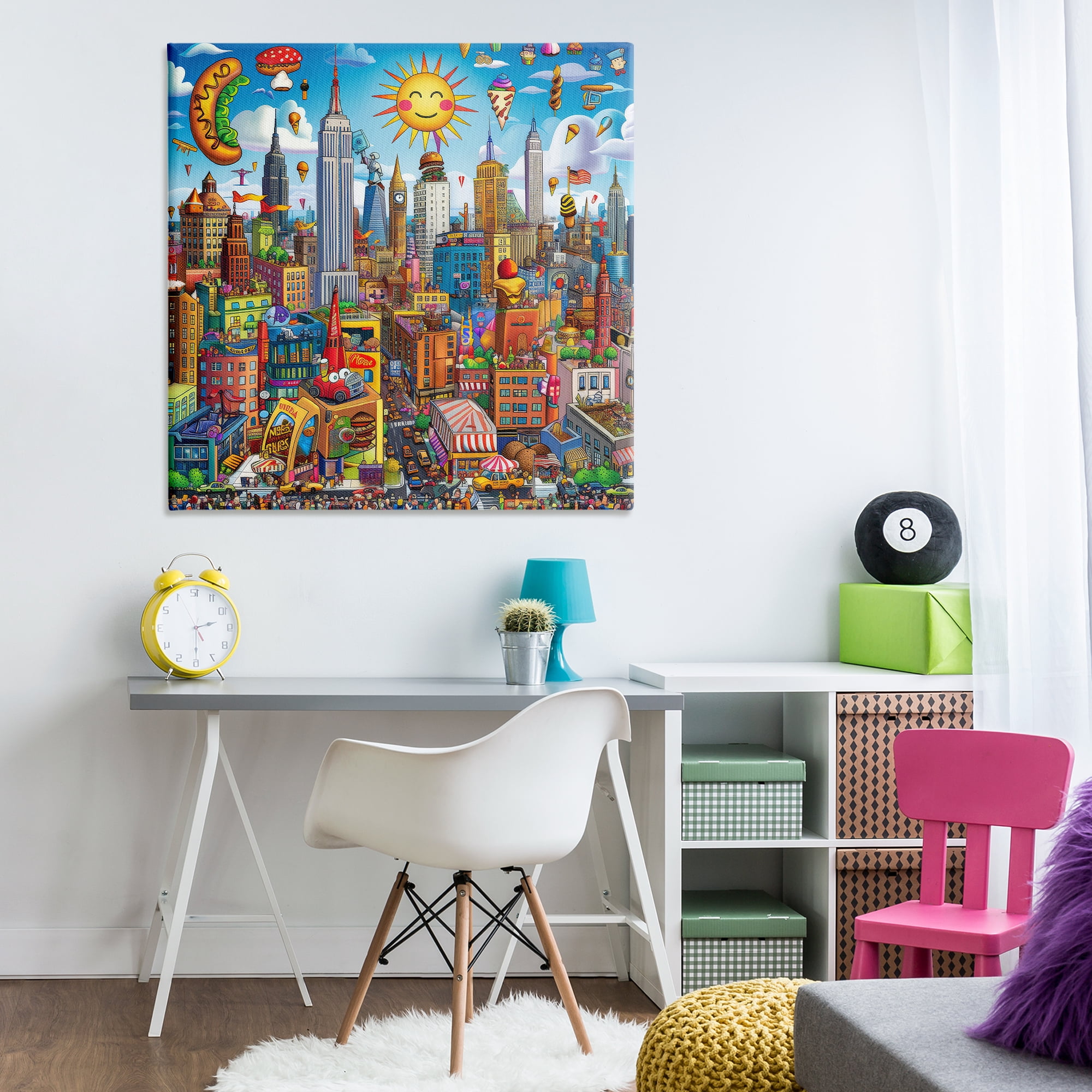 Stupell Industries Fun Zany Cityscape Novelty & Humor Painting Wrapped Canvas Art Print Wall Art, 36 x 36