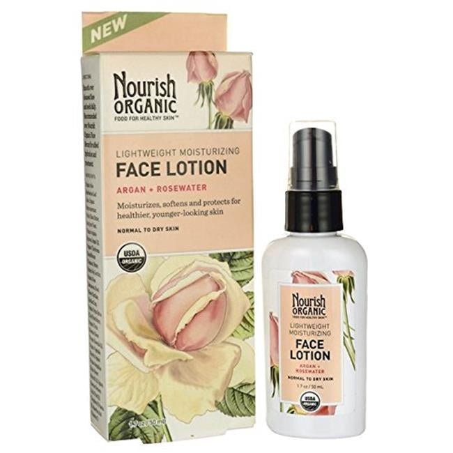 Nourish 1383694 Organic Face Lotion, Argan & Rosewater 1.7 oz