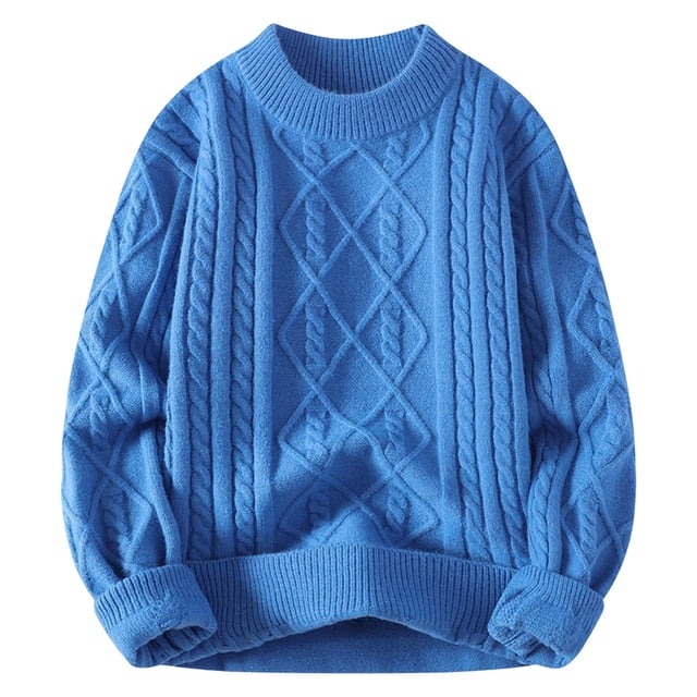LIaqionyy Chandail Homme Torsadé Manches Longues Col Rond Surdimensionné chandail Mode Urbaine Décontracté