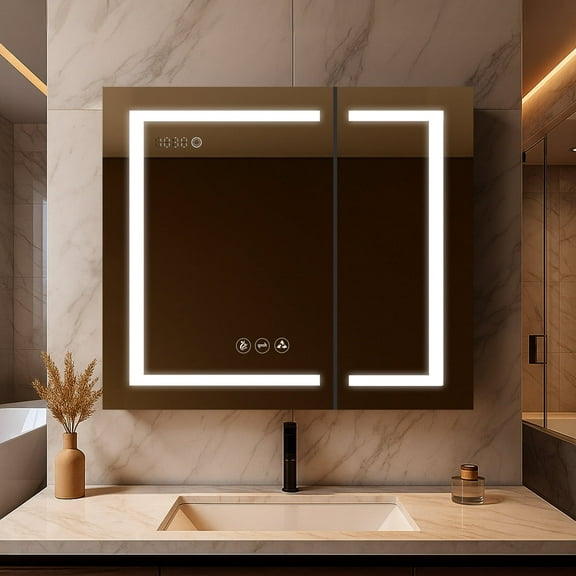 Blossom Asta 36" LED Medicine Cabinet | Bathroom Lighted Mirror | Storage | Defogger | Smart Memory