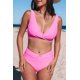 thumbnail image 2 of ABPHQTO Bañador de bikini con espalda entrecruzada y fruncido en torcedura de rosa para mujer, 2 of 5
