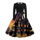 thumbnail image 3 of Vestido Estilo Camiseta Retro Con Estampado de Halloween Para Mujer | Casual, Manga Larga, Cuello Redondo, 3 of 3