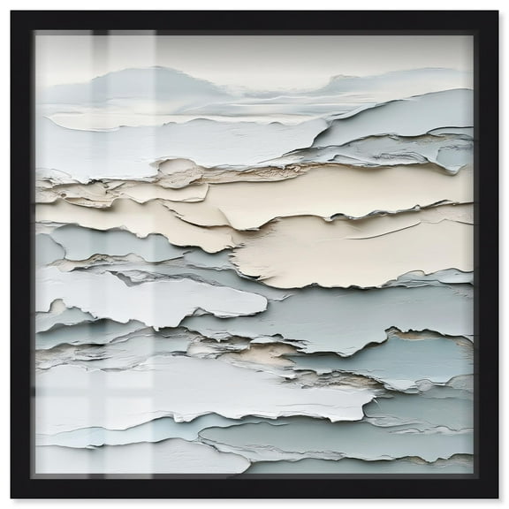 Folded Horizon Shadowbox Print Mint Abstract Art by Art Remedy, Black Frame, 12 x 12