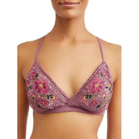 Women's Mauve Floral Triangle Swimsuit Top