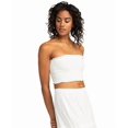 thumbnail image 2 of Roxy SNOW WHITE Women's Juniors' Warm Waters Smocked Eyelet Crop Top, US Medium, 2 of 4