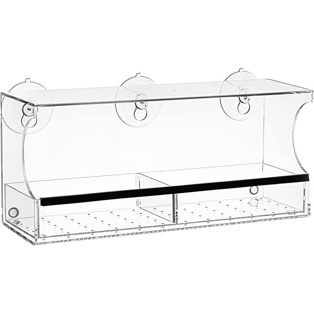 Comedero para pájaros ZHAOCHENG con ventana transparente resistente a la intemperie grande