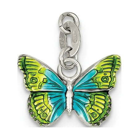 Leslies Fine Jewelry Designer 925 Sterling Silver Enameled Butterfly (18x13mm) Pendant