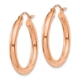 thumbnail image 2 of 10K Rose Gold Earring Hoop Women'S 26.38 mm 25.07 Polished 3Mm Earrings, 2 of 3