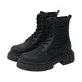thumbnail image 2 of Sam Edelman Olympia Black Chunky Lug Sole Lace Up Rounded Toe Ankle Combat Boots (Black, 7), 2 of 6