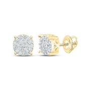 Macey Worldwide Jewelry Yellow-tone Silver Diamond Earrings 1/8 Ctw