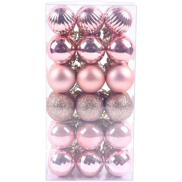 Paquete de 36 adornos de bolas de Navidad, decoraciones de Navidad irrompibles, colgantes de bolas de árbol, decoración de fiesta de Halloween para bodas, adornos de bolas de decoración de árbol de Navidad(oro rosa, 4 cm/1,5'') ER