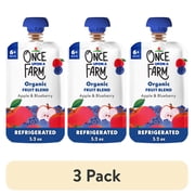 (3 pack) Once Upon a Farm Apple and Blueberry Organic Baby Food Pouch, 3.2oz
