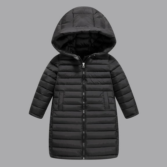 Girls Long Lightweight Hooded Puffer Jacket Packable Autumn and Winter Long Down Coats Thick Padded Soft Fleece Jacket with Hood