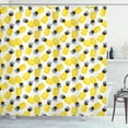 thumbnail image 1 of Pineapple Shower Curtain, Star Patterned Arrangement of Exotic Fruits with Greyscale Leaves, Fabric Bathroom Set with Hooks, 69W X 84L Inches Extra Long, Black Grey and Yellow, by Ambesonne, 1 of 3