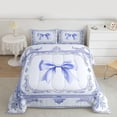 thumbnail image 2 of Feelyou Kids Princess Bowknot Queen Comforter Set, Bohemian Damask Floral Bedding Sets, Western Fashion Ribbon Reversible Bedding Comforter Set, Super Cozy Room Decor, 3-Piece, 2 of 8