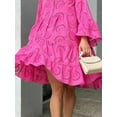 thumbnail image 3 of Women's Plus Size Full Size Eyelet Ruffled Hem Tiered Dress Pink 100% Polyester Knee Length with Bell Sleeves Flowy, 3 of 18