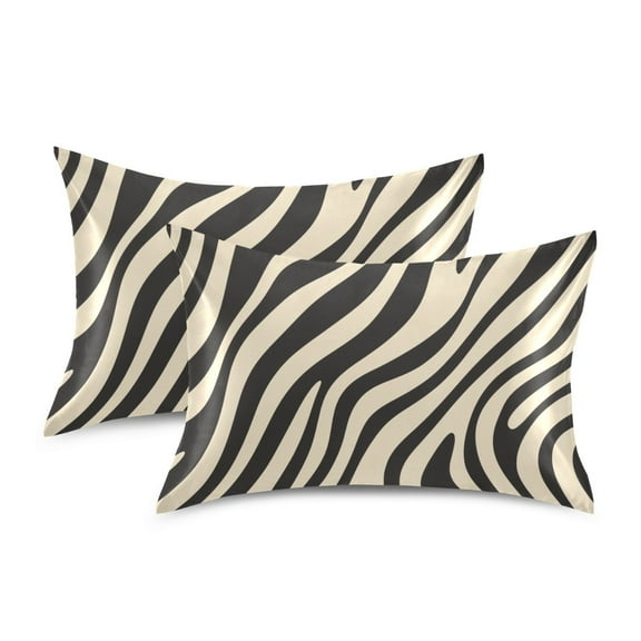 Yayeee Pillowcase Standard Size Set of 2 Satin Wrinkle Resistant Pillow Case, Black Lines