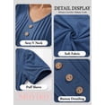 thumbnail image 4 of MOYIKO Blouses for Women T Shirts Pleated Button Puff Short Sleeve Shirts Dressy Casual V Neck Tunic Tops Summer Shirts, 4 of 7