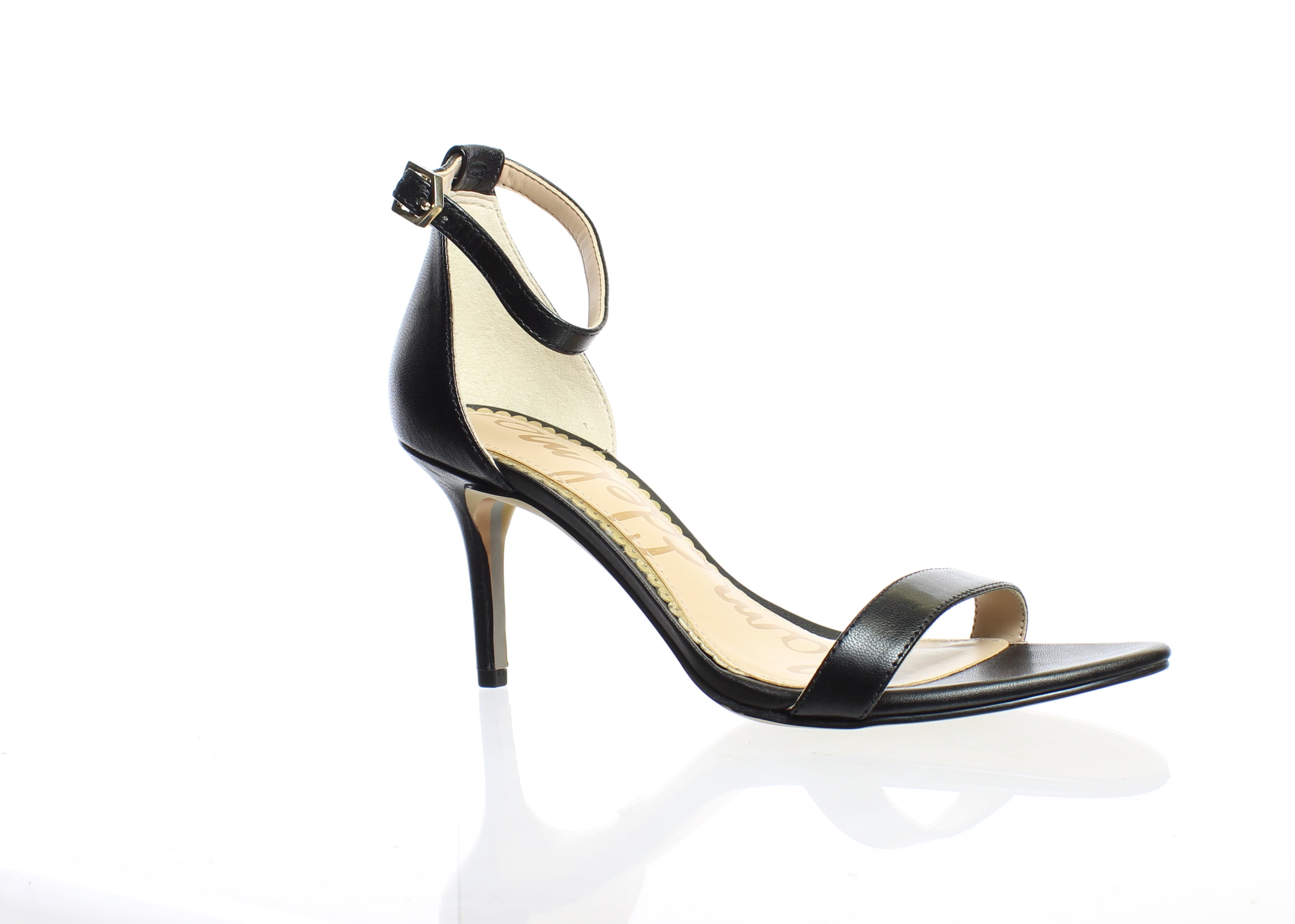 Sam Edelman Sam Edelman Womens Patti Black Leather Ankle Strap Heels
