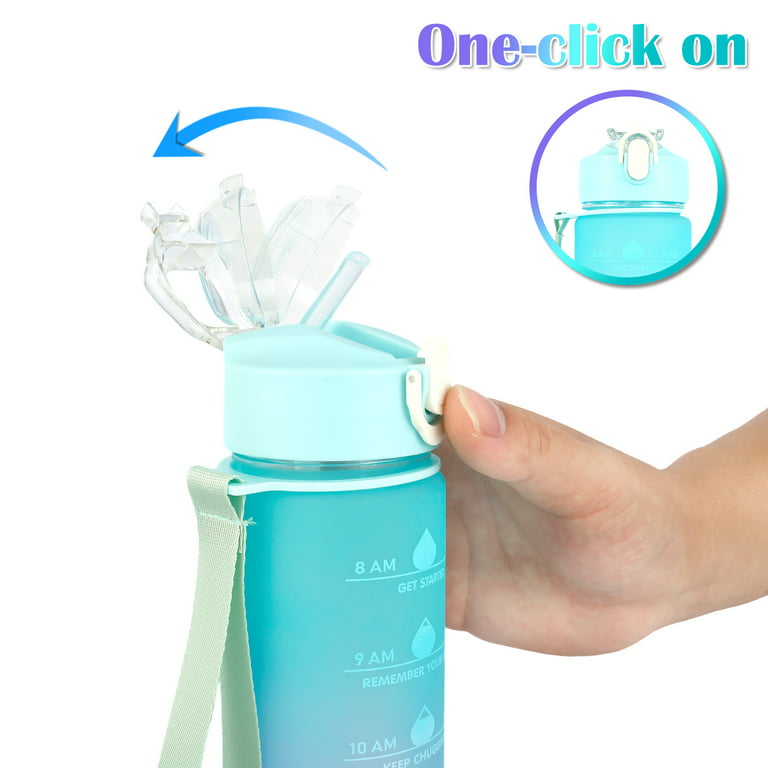 68 oz Motivational Water Bottle with Handle & Straw - BPA Free Water Jug  with Time Marker & Stickers