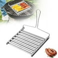 thumbnail image 1 of Clearance! Hot Dog Roller Foldable Sausage Roller Rack Stainless Steel Sausage Roller Rack Evenly Cooked Hot Dogs BBQ Tool for Outdor Camping Barbecue Party Kitchen Silver, 1 of 8