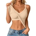 thumbnail image 3 of VJGBEGW 2 Pack Fashion Women V Neck Tank Tops with Built-in Shelf Bra Sleeveless Racerback Fitted Basic Cami Shirts Stretch Breathable Slim Fit Coffee L, 3 of 8