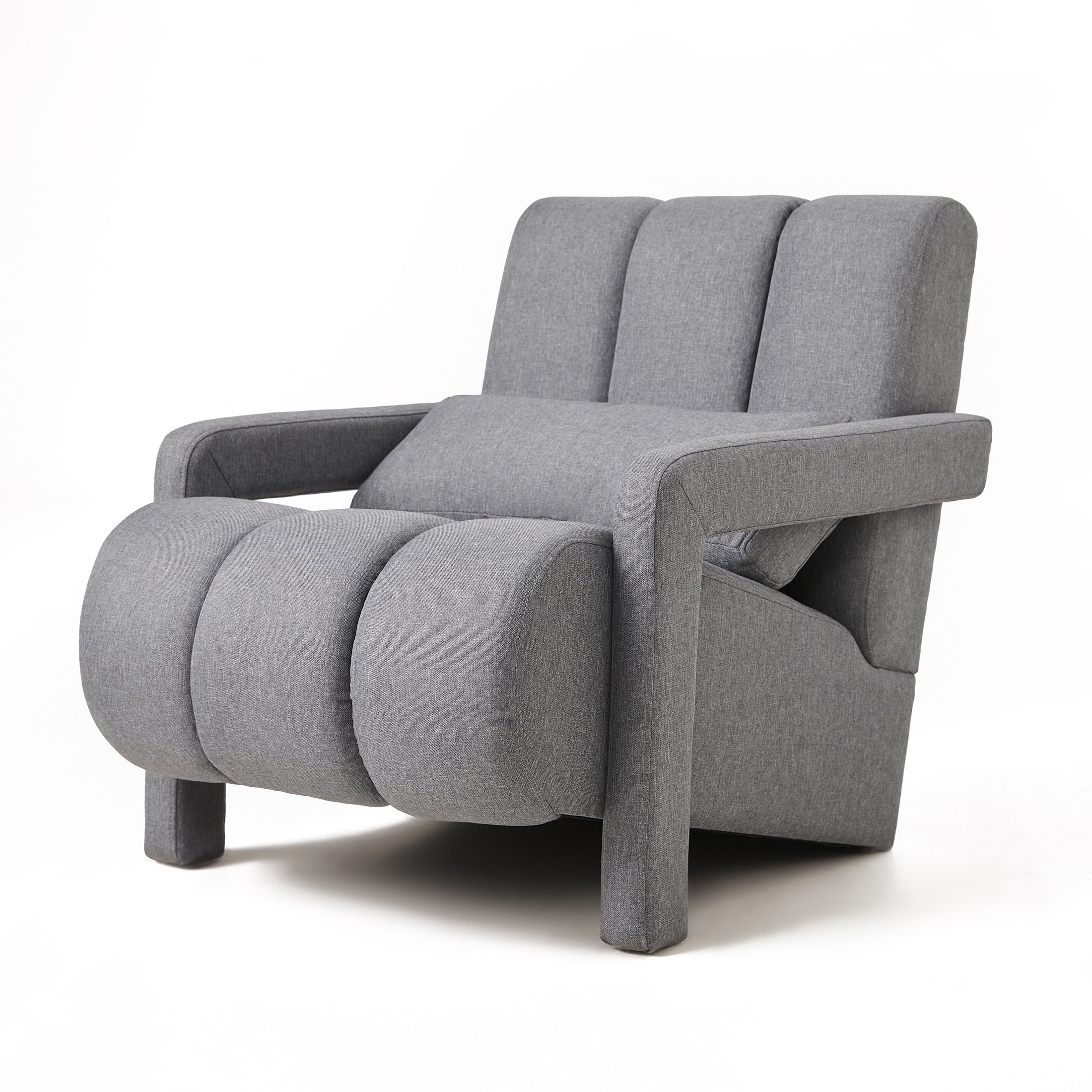 Aukfa Upholstered Accent Chair with Pillow, Mid Century Armchair for Living Room Bedroom, Linen, Gray